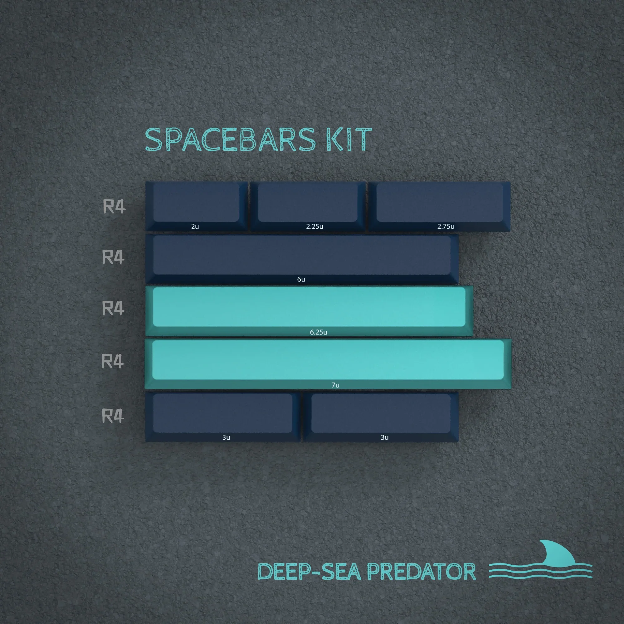 Child Kits] PBTfans Deep Sea Predator Keycaps Numpad/Alphas/40s