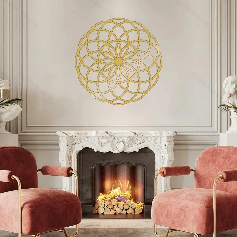 CIFBUY Metal Wall Art Holy Yantra Geometry Sculpture Iron Hanging Decor For Living Room Home