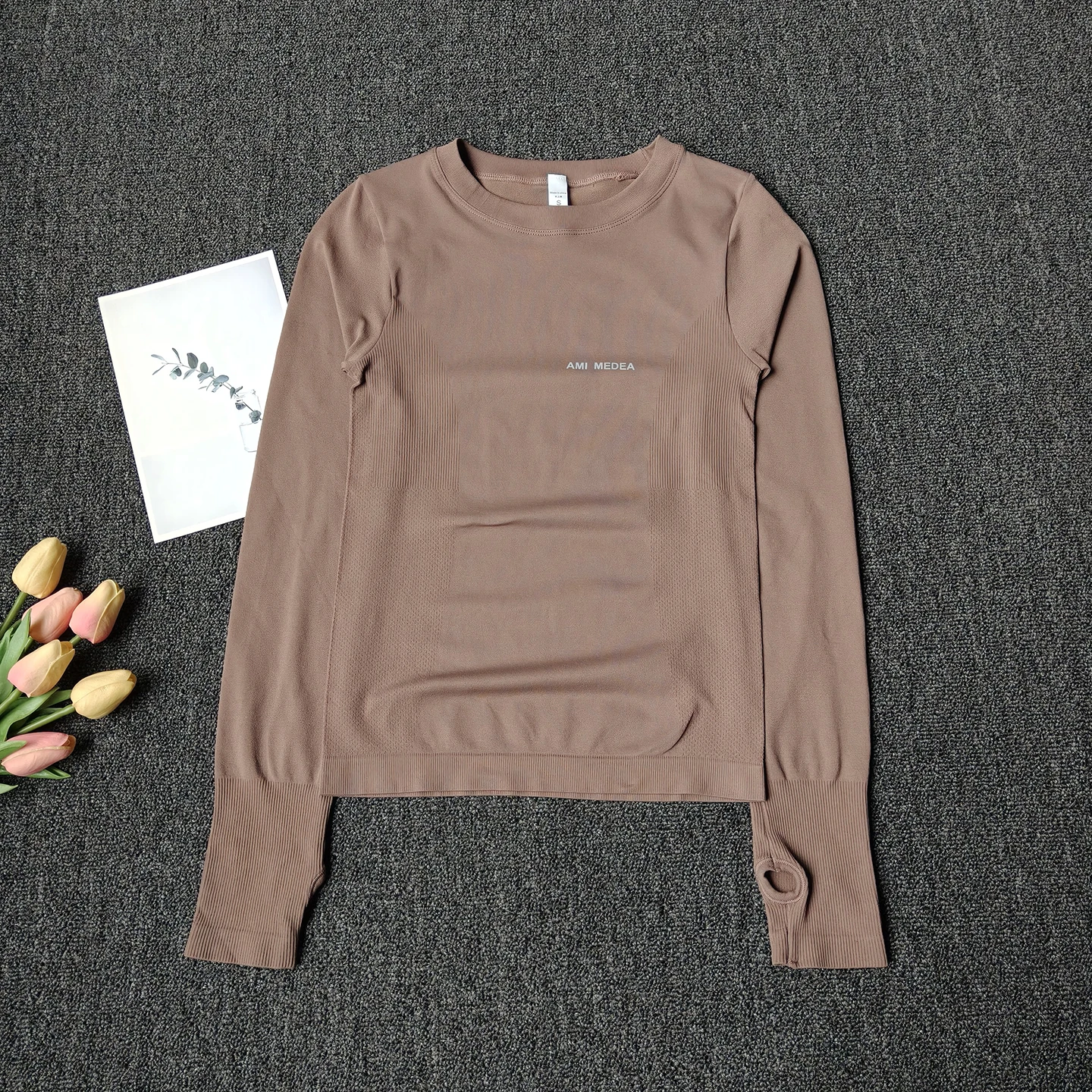 قميص لياقة بدنية نسائي مضغوط بأكمام طويلة، سريع الجفاف وجيد التهوية للجري واليوجا والتدريب #3