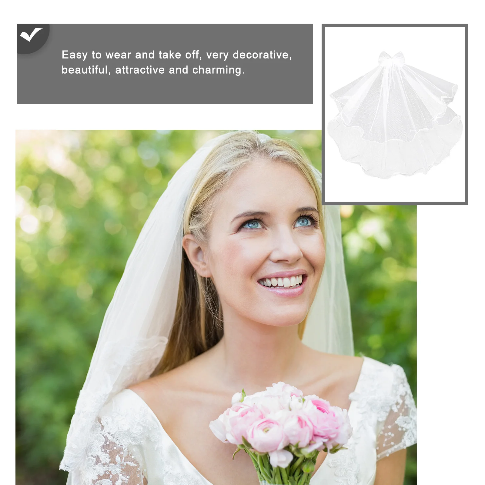 Velo de boda para niños, accesorios para el cabello de novia suaves de primera calidad, velo decorativo llamativo para niños, boda cómoda