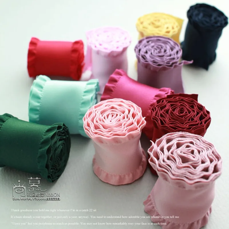 50 yards 16 25  38mm Wide Ruffled Lotus Leaf Ribbon for Hair Bows DIY Crafts Handmade Accessories Materials Gift Package