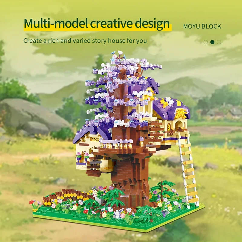 

Creative Micro Bricks Cherry Blossom Tree House Building Blocks Assembled Model STEM Learning Toys Gift for Children Family