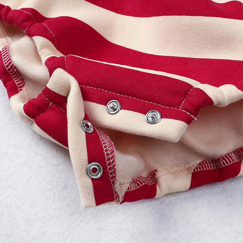 0-2Y طفل الفتيات عيد الميلاد رومبير القطن صوف مبطن سانتا كلوز ارتداءها مع قبعة الرضع الفتيان بذلة الشتاء الدافئ عيد الميلاد الزي #6