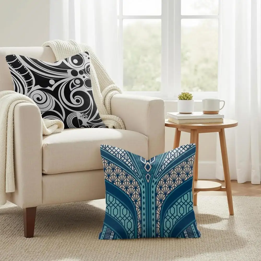 Autumu Maori Tribe Samoa Polynesia Cushion Cover Double-Sided Printed Organic Linen Pillow Cover, Decorative for Sofa Home