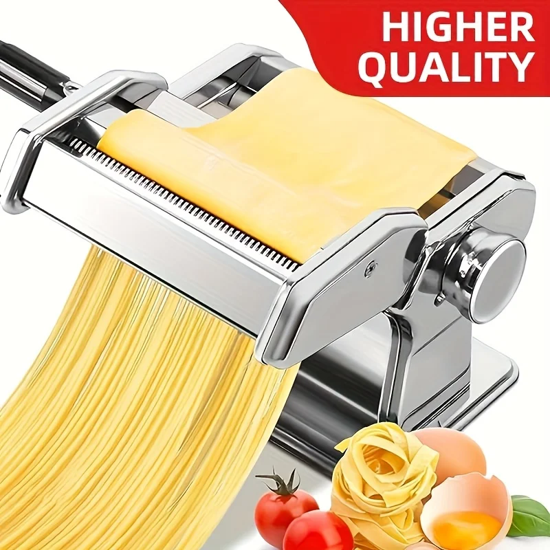 

[2-in-1 Pasta Machine Kitchen Tool] Pasta Machine, 8 Adjustable Thickness Settings, With Rollers And Cutter, Can Press Dough And Make Noodles, Perfect For Pasta, Perfect For Pasta Lovers, For Lasagna Or Dumpling Wrappers