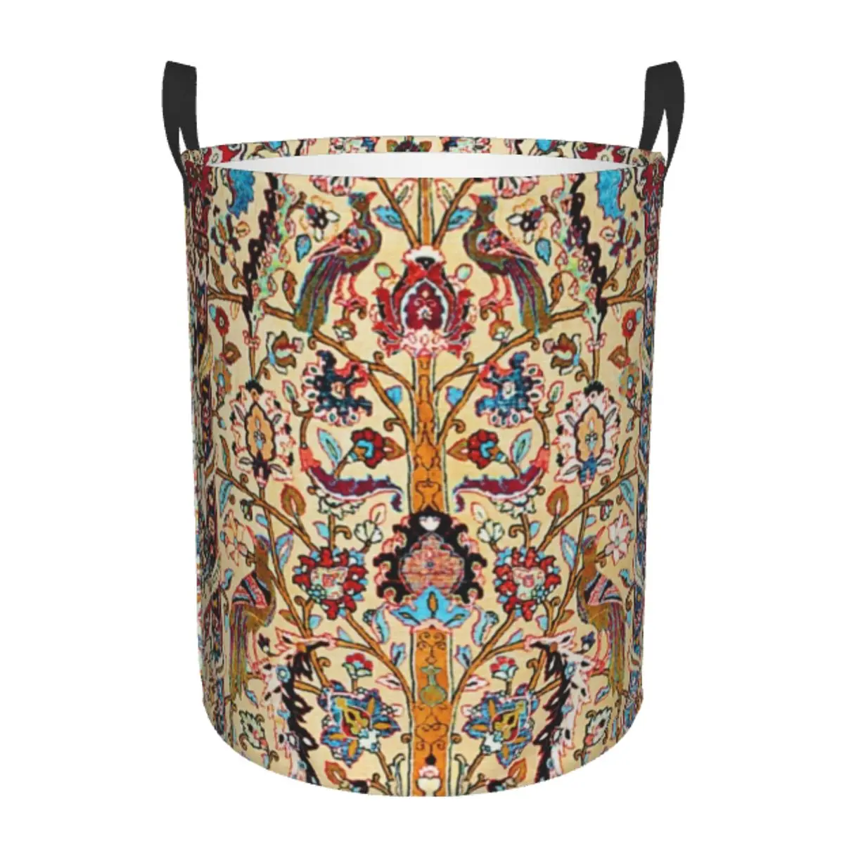 Custom Silk Persian Carpet Laundry Basket Collapsible Large Capacity Clothes Storage Bin Bohemian Turkish Ethnic Kilim Hamper