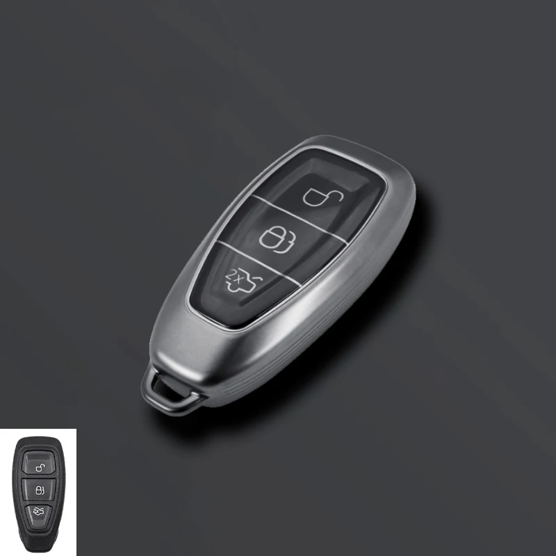 Grey TPU Car Smart Key Case Cover Shell For Ford Focus 3 4 ST Mondeo MK3 MK4 Fiesta Fusion Kuga Ecosport Protect Fob Accessories