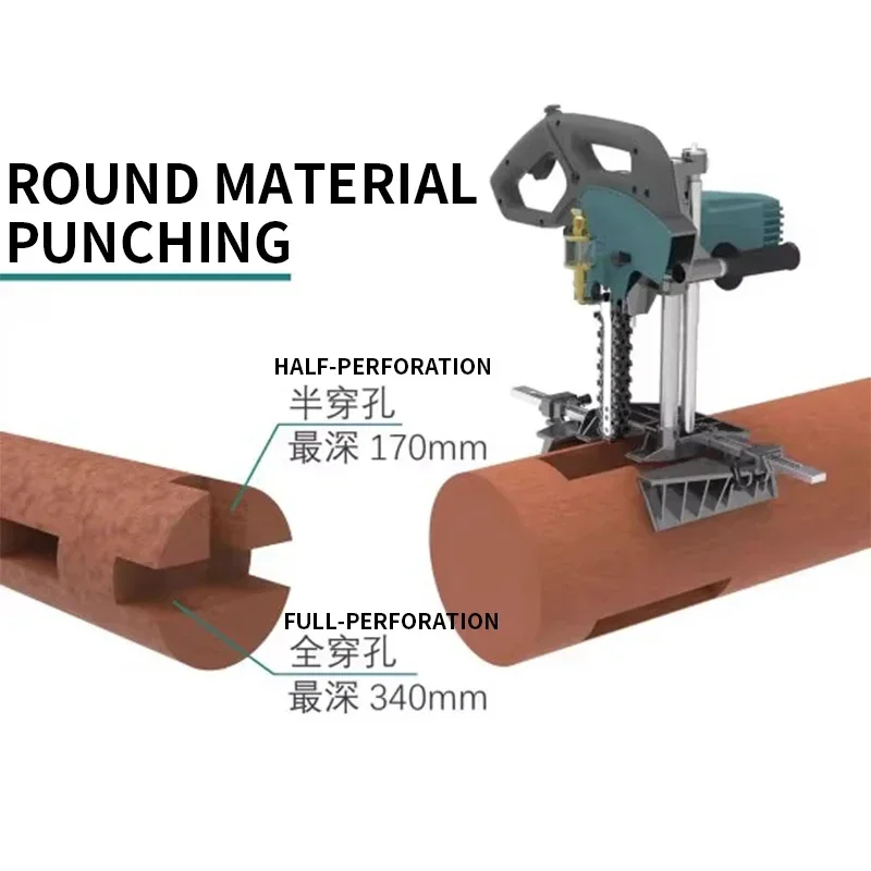 Woodworking portable square hole machine chain saw Ancient building pavilion punching machine wood mortise