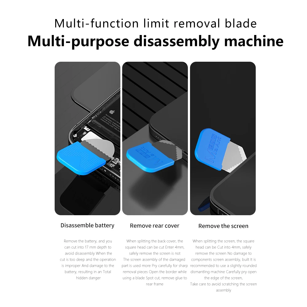 MaAnt M074 5-in-1 จํากัดใบมีดหลายมุมโทรศัพท์ถอดชุดเครื่องมือไม่เสียหายหน้าจอ/แบตเตอรี่/ฝาครอบด้านหลังกําจัดเหล็กพรีเมี่ยม