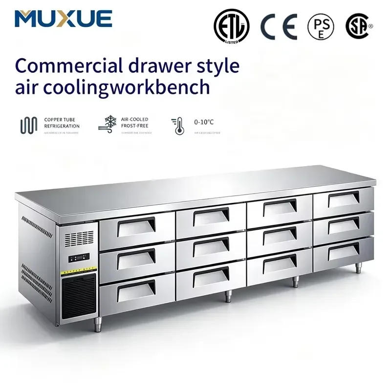 2m Stainless Steel Fridge 12-Drawer Underbench Freezer -22C/0C Deep Commercial Worktable Chiller Digital Control