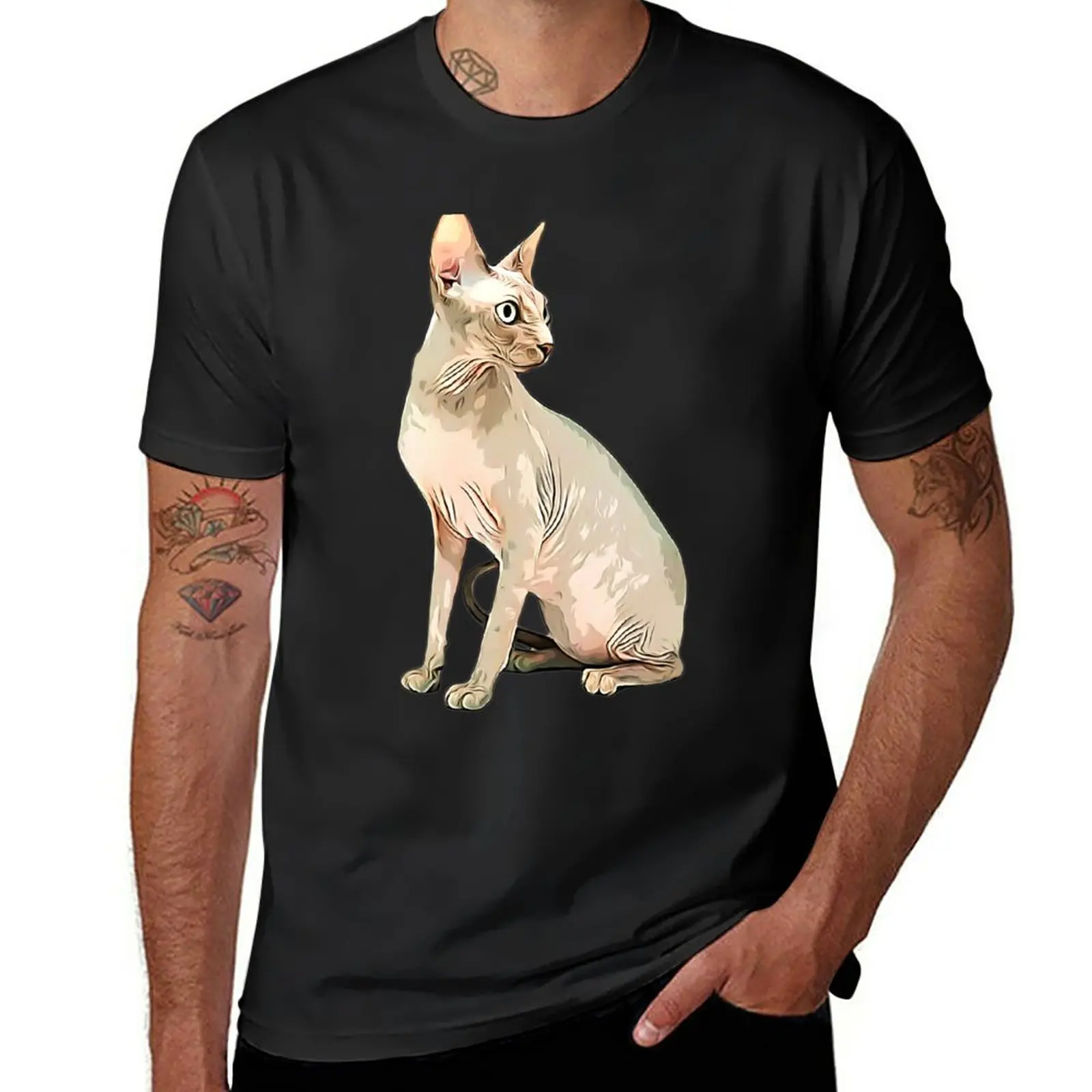 Nouveau Sphynx - Le remarquable chat sans poils ! T-Shirt anime pour hommes, t-shirts décontractés et élégants