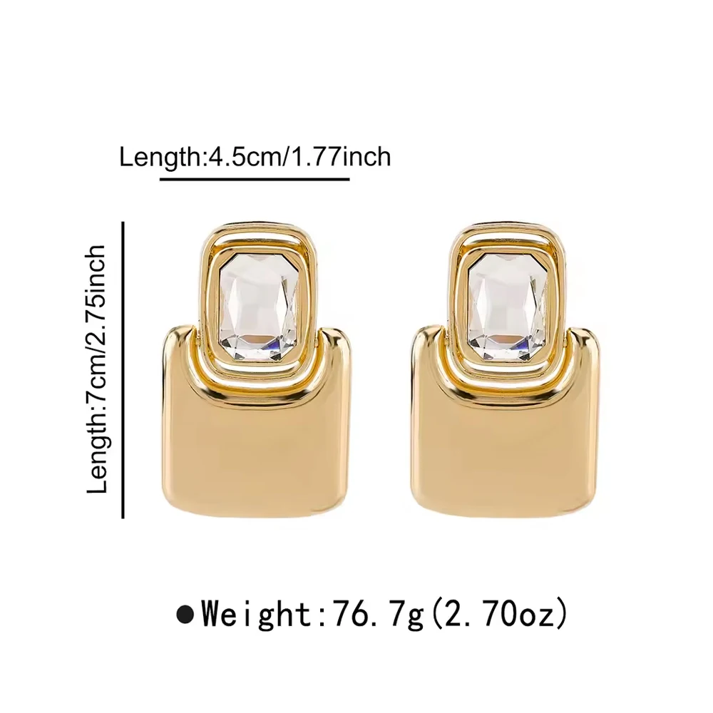 Vintage Metall übertriebene quadratische Ohrringe für Damen Accessoires Statement Heavy Industry große Kristallohrringe Trendschmuck 5 – Detail 7