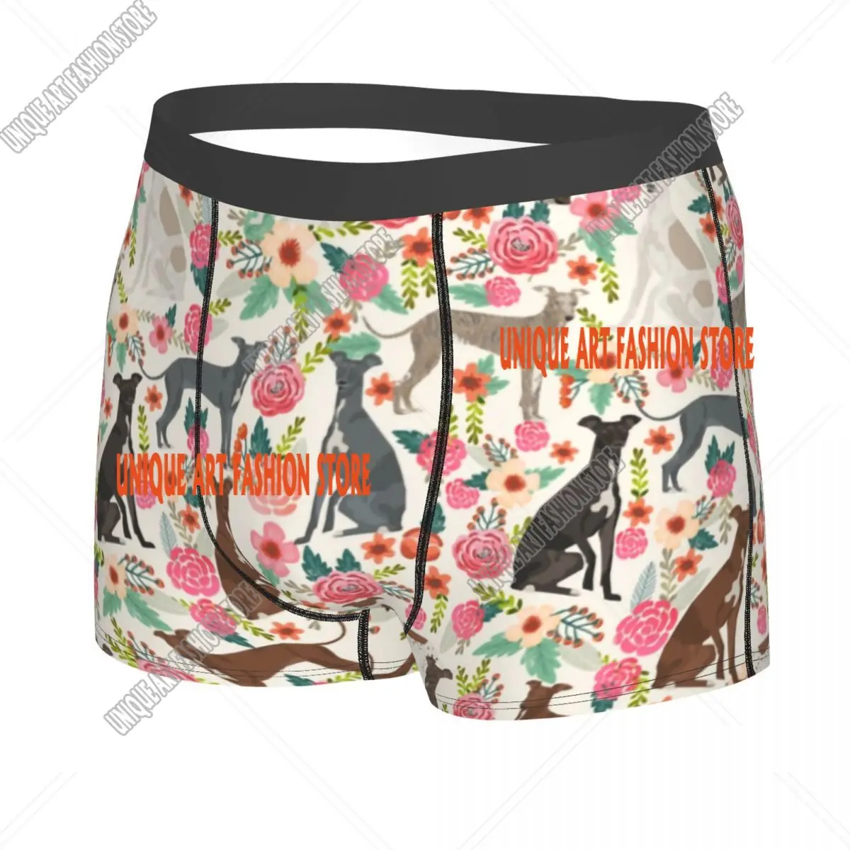 Sexy Italian Greyhound Dog Floral Boxers Shorts Panties Men's Underpants Comfortable Sighthound Whippet Dog Briefs Underwear