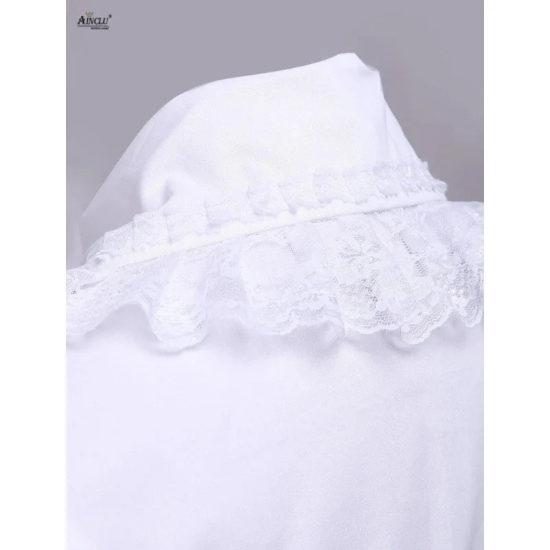 Ainclu Algodão Branco Babado Renda Renderização e Desgaste Exterior Blusa Lolita de Mangas Curtas Plus Size