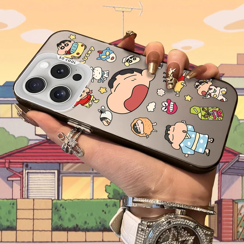 

Lovely C-Crayon Shin-chans Frosted Case for iPhone 16 E 15 Pro Max 14 Plus 13 12 Mini 11 Pro Max XS X 8 7 SE Acrylic Hard Cover