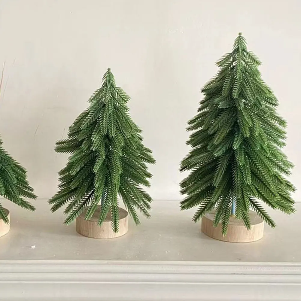

Green Medium Mini Christmas Trees Artificial Pine Trees Realistic Desktop Xmas Decor Tabletop Props Home Festive Atmosphere