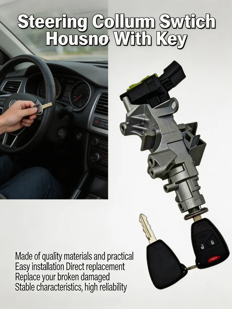Steering Column Switch Housing With Key For Nitro 2007-2011 68054822AB Metal Plastic Car Accessories Tools Car Steering Column
