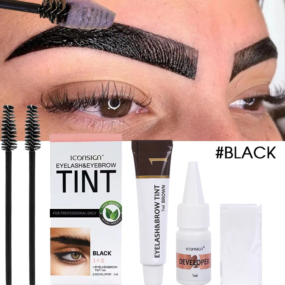 Set professionale per tintura per sopracciglia 10 minuti Tinta rapida Easy Dye Gel Kit per ciglia Sopracciglia semi-permanente impermeabile Tinta Tintura Trucco per occhi