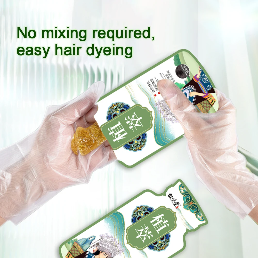 10 buah/kotak sampo pewarna rambut tanaman alami pewarna rambut gelembung portabel tahan lama penutup putih abu-abu sampo pewarna rambut untuk wanita