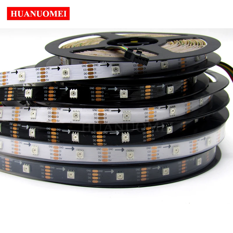 5V 32LEDs/M APA107 Magic RGB Pixel LED Strip Lights 5050 SMD Flexible TV Tape Lamp 32Pixels Sign White Black PCB IP20 IP65 IP67