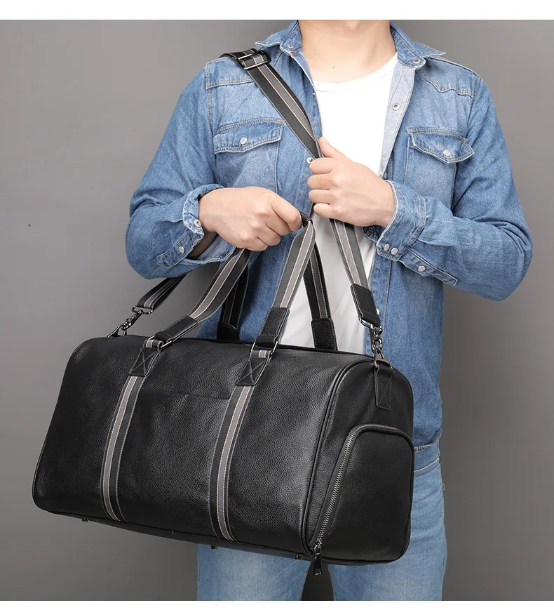 حقيبة سفر كلاسيكية للرجال من الجلد الطبيعي حقيبة يد بوسطن حقيبة كتف ذات سعة كبيرة هدية للرجال #4