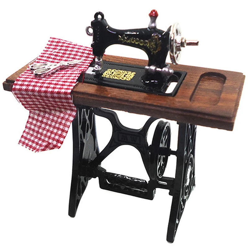 

Dollhouse Sewing Machine, 1:12 Dollhouse Miniature Furniture Wooden Sewing Machine Dollhouse Decoration For Dolls House