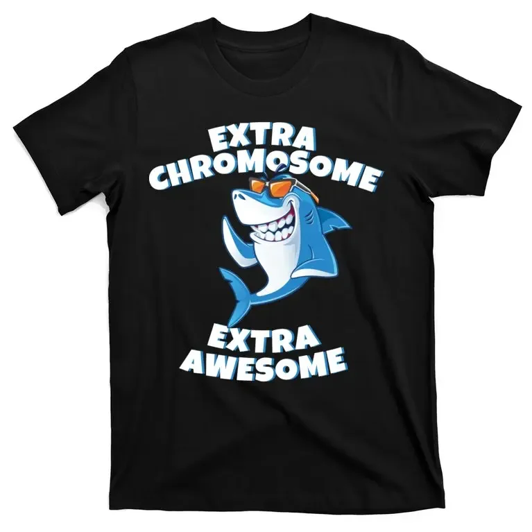 New 100% Cotton O-Neck Summer Short Sleeve Casual Mens T-shirt Size S-5xl Down  - Extra Chromosome Shark T-Shirt