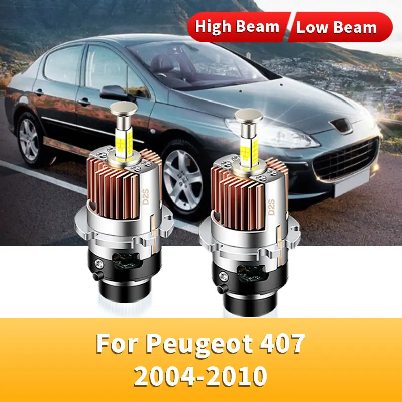 2Pcs LED Canbus D2S 32000LM 35W Car Headlight Bulbs Led Projector Auto Lamp 6000K White For Peugeot 407 2004-2010 4007 MPV 07-12