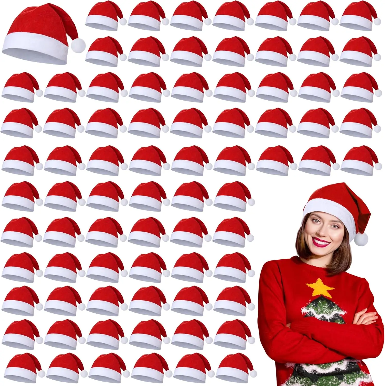 Festive Red Santa Claus Hat for Christmas Xmas Parties Adults Kids Holiday Costume Accessory New Year Celebration