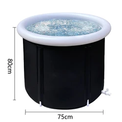 Portable Ice Bath Tub for Athletes Cold Water Therapy Hot Tub Folding Bathtub White/Black Cover Send By Random