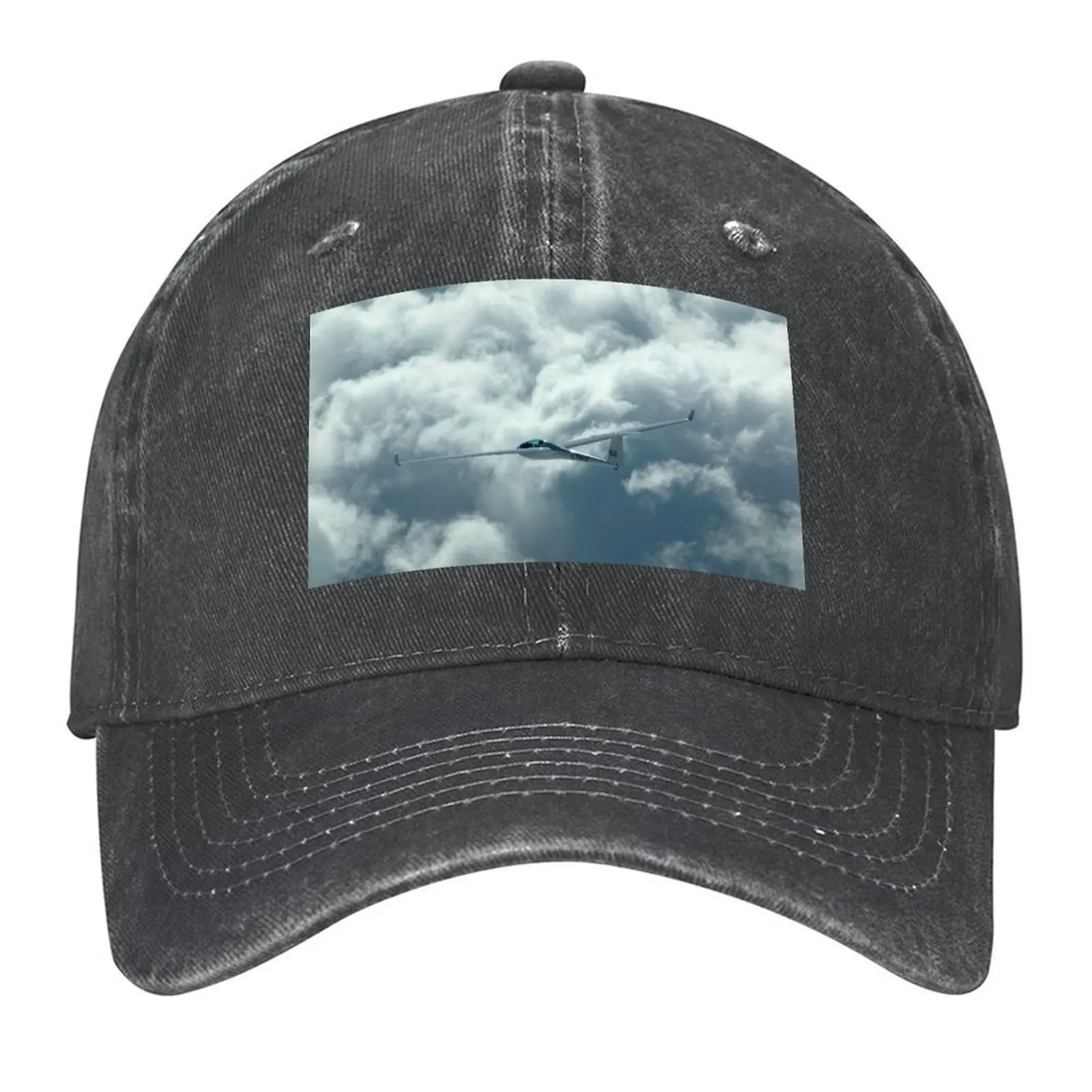 

Glider flying above the clouds. Baseball Cap Sunscreen luxury woman cap Hat Beach men's big size hat Mens Women's