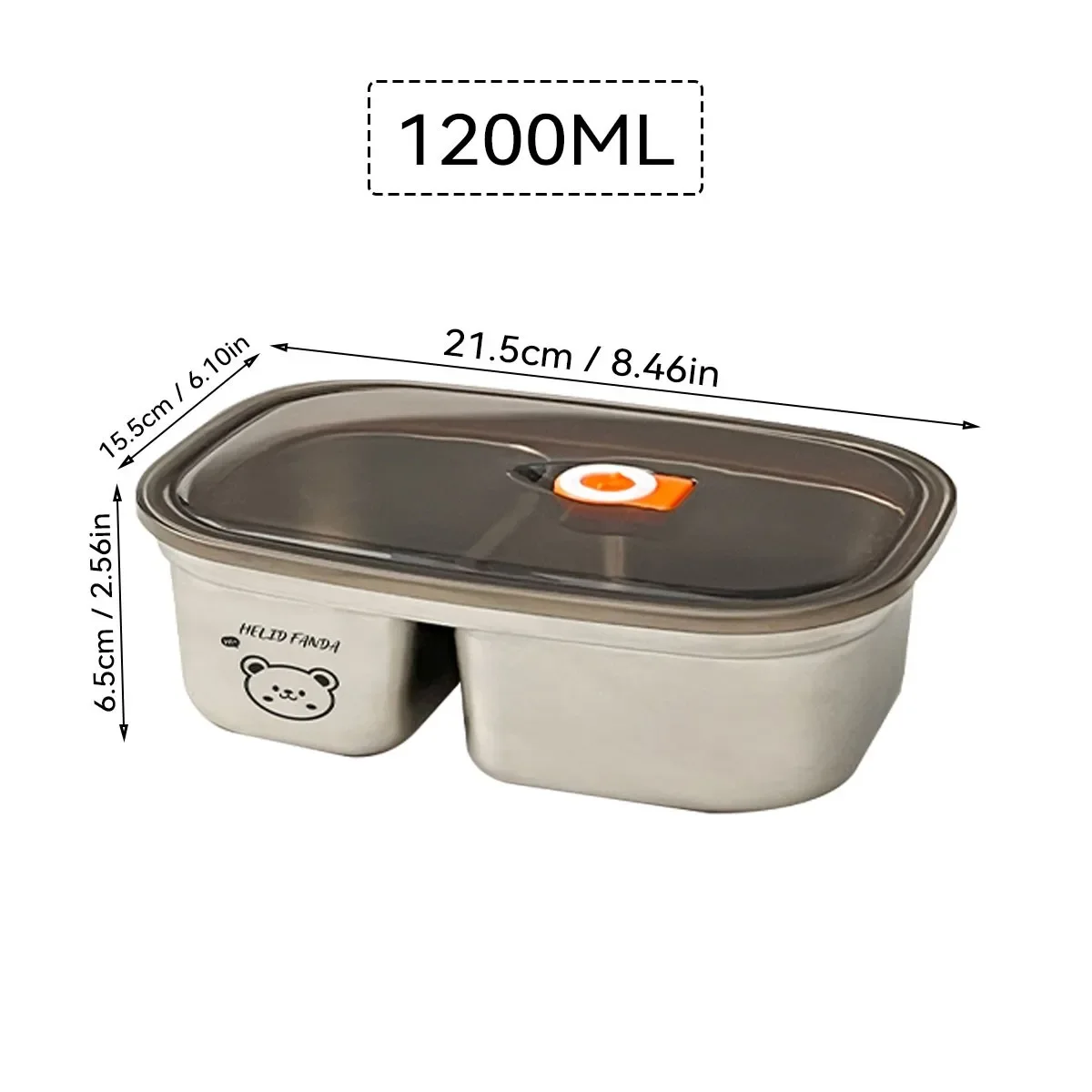 Ruime lunchbox van roestvrij staal 304, ideaal voor kinderen en studenten, geschikt voor gebruik in de magnetron, draagbaar en lekvrij, met deksel.