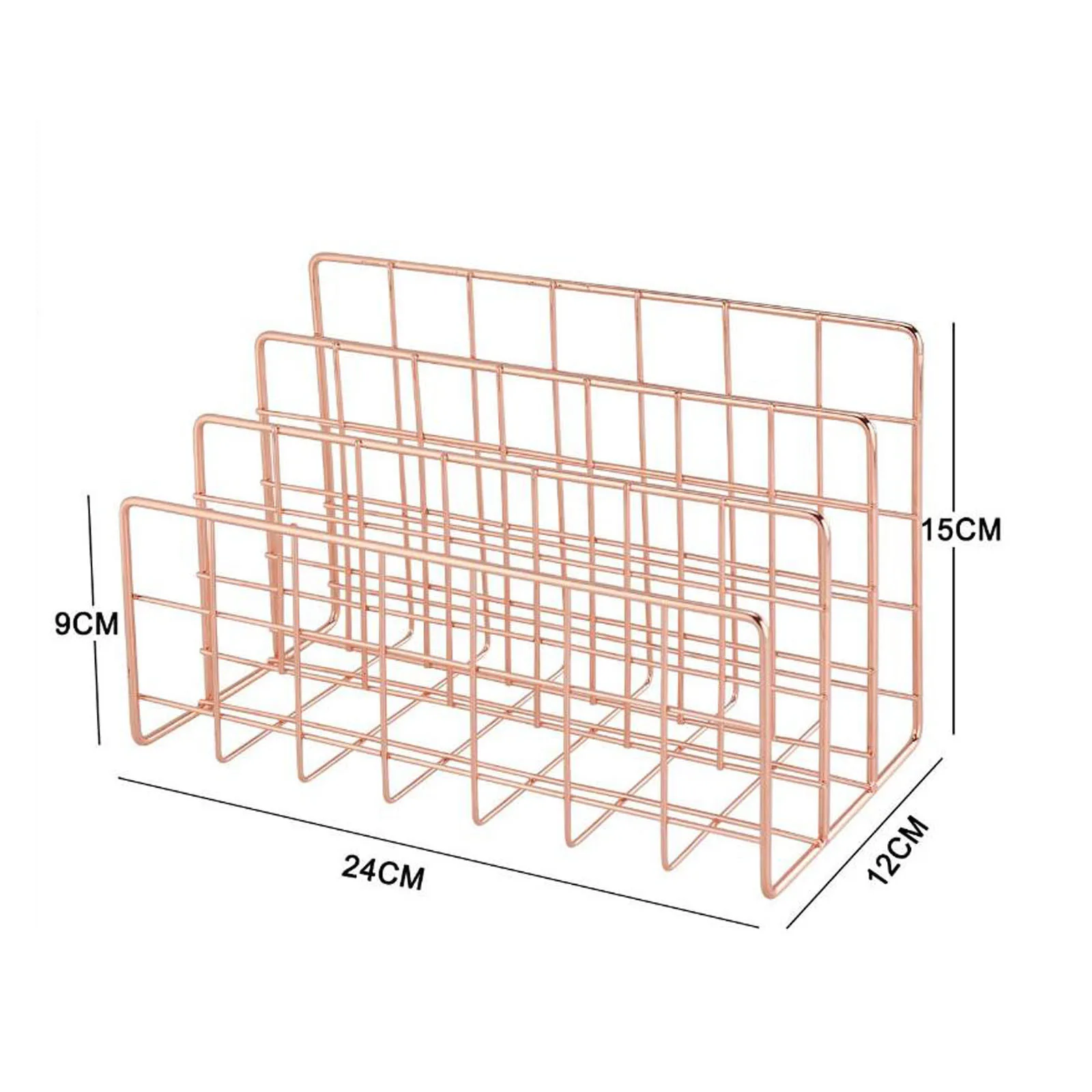 Metalen gaas Bureau-organizer Desktop Brievensorteerder Postbak Bestandsorganizer Kantoor Thuis Boekensteunen Boekhouder -Rose Goud