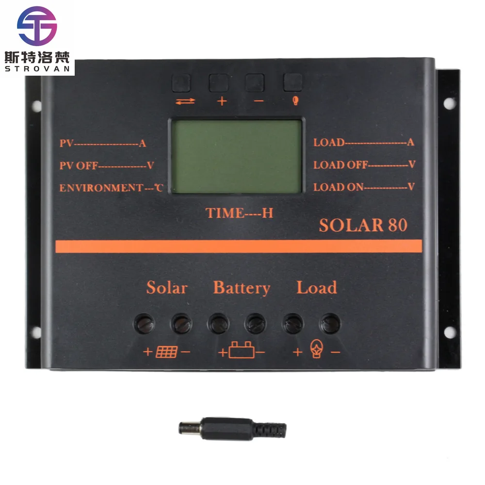Solar Cell Controller with Heat Dissipation Function DC12V24V80A Lighting Controller PWM 960W LCD