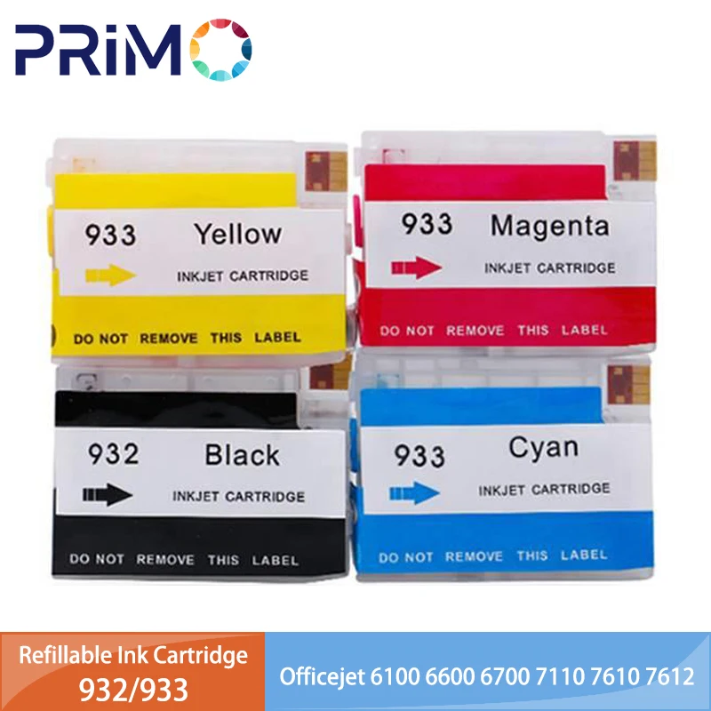 932XL 933XL 932 933 Refillable Ink Cartridge with ARC Permanent Chip for HP Officejet 6100 6600 6700 7110 7610 7612 7510 7512