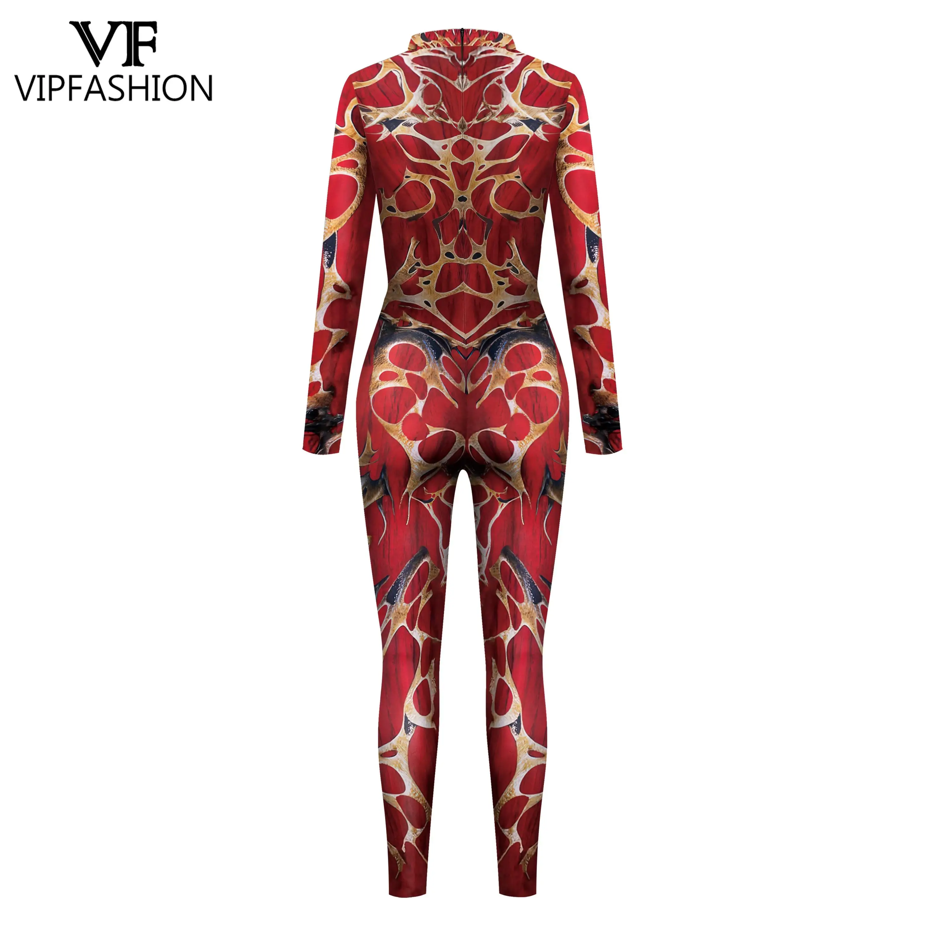 VIP FASHION New Arrival Halloween Costume Women's Zentai Bodysuit Sexy Party Jumpsuits Lady Carnival Holiday Punk Outfit Clothes