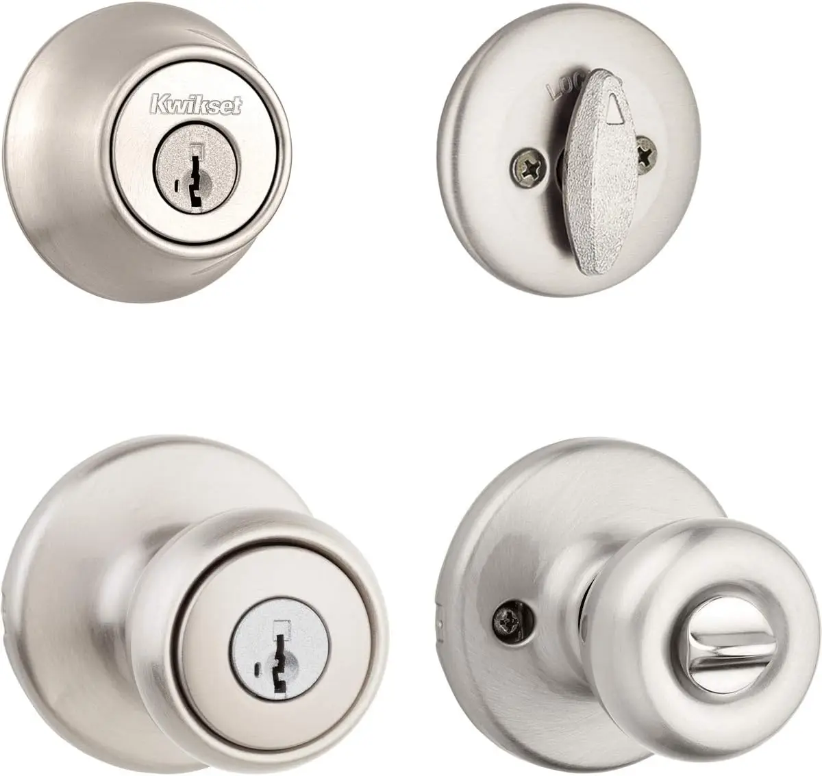 Satin Nickel Entry Door Lock Set with SmartKey Technology, Easy Installation for Home Security