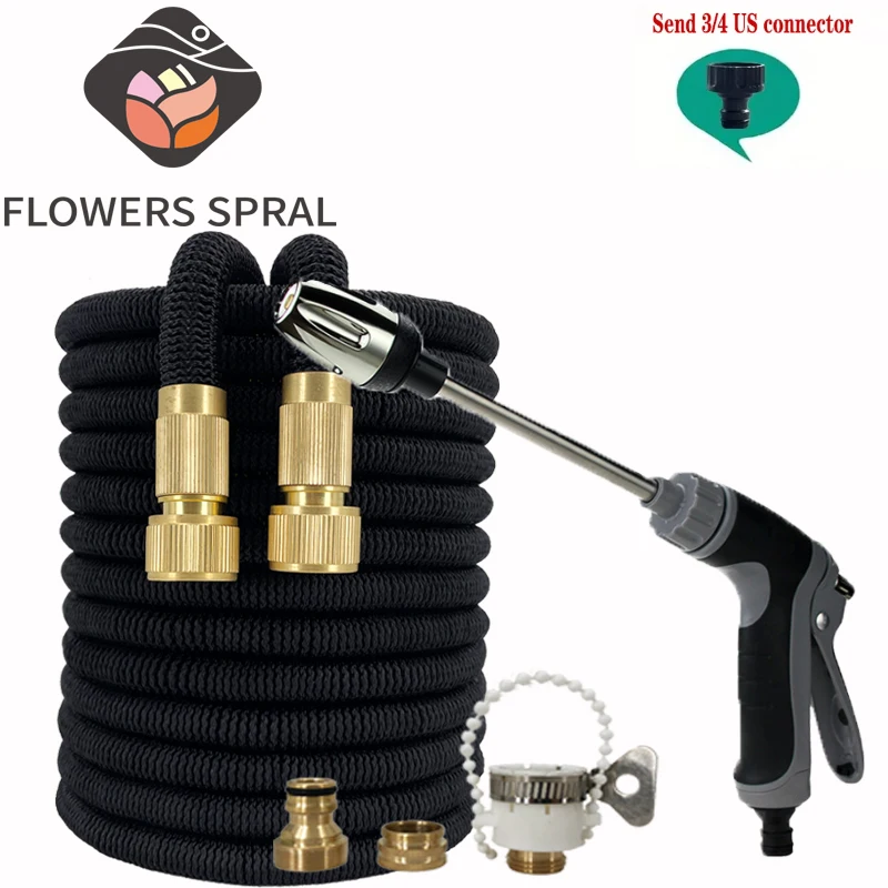 

Шланг для полива дома и сада, волшебный высокого давления, 2,5-37,5 метров, гибкий двойной металлический разъем, темно-зеленый, 25-125 футов, автомойка G