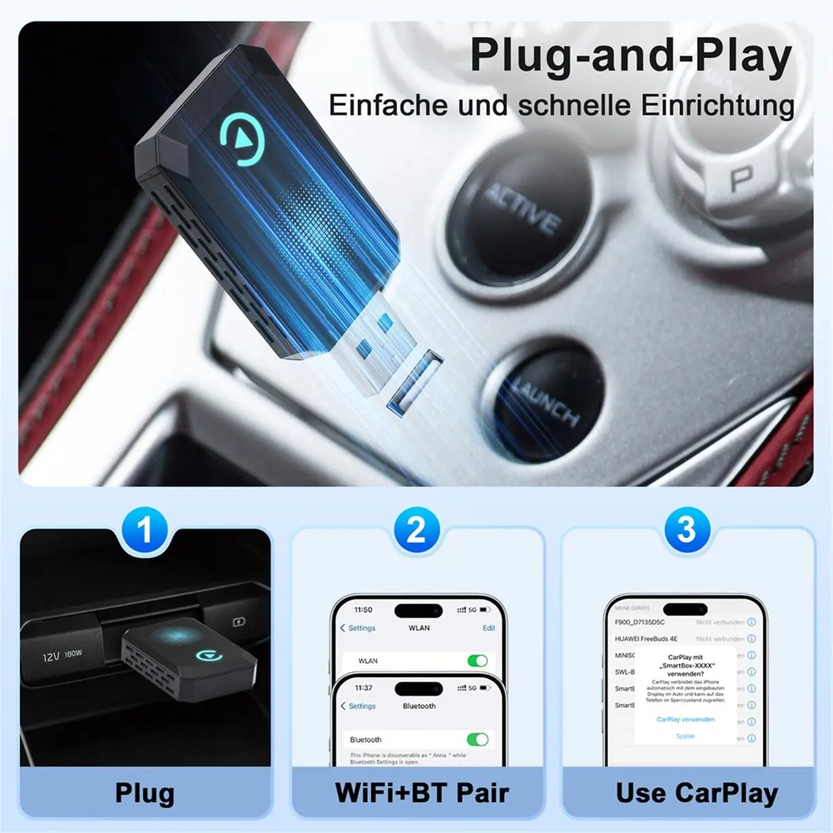 update. 2-in-1 Wireless Carplay Wireless Auto Bluetooth Adapter Smart Box Car Intelligent Systems for Car with Wired CarPlay