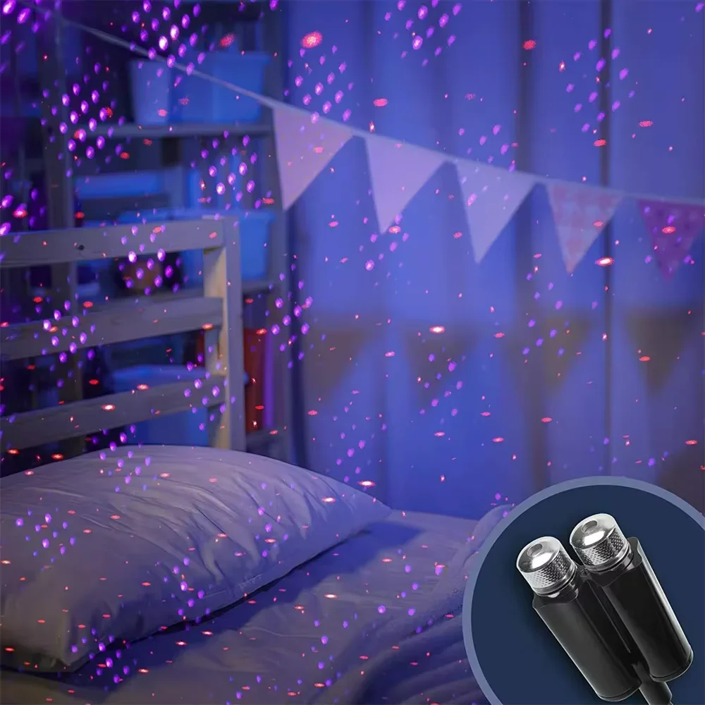 USB 듀얼 헤드 LED 별이 빛나는 하늘 밤 빛 USB 전원 갤럭시 스타 프로젝터 분위기 램프 자동차 자동차 지붕 룸 천장 장식 빠른 배달 4-6 일 도착 무료 배송