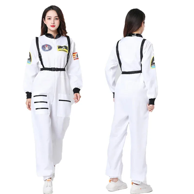 Astronaut Costume Adults Space Suit Men Women Couple Costumes Role Play Carnival Zipper Jumpsuit Astronaut White Costumes XS-3XL