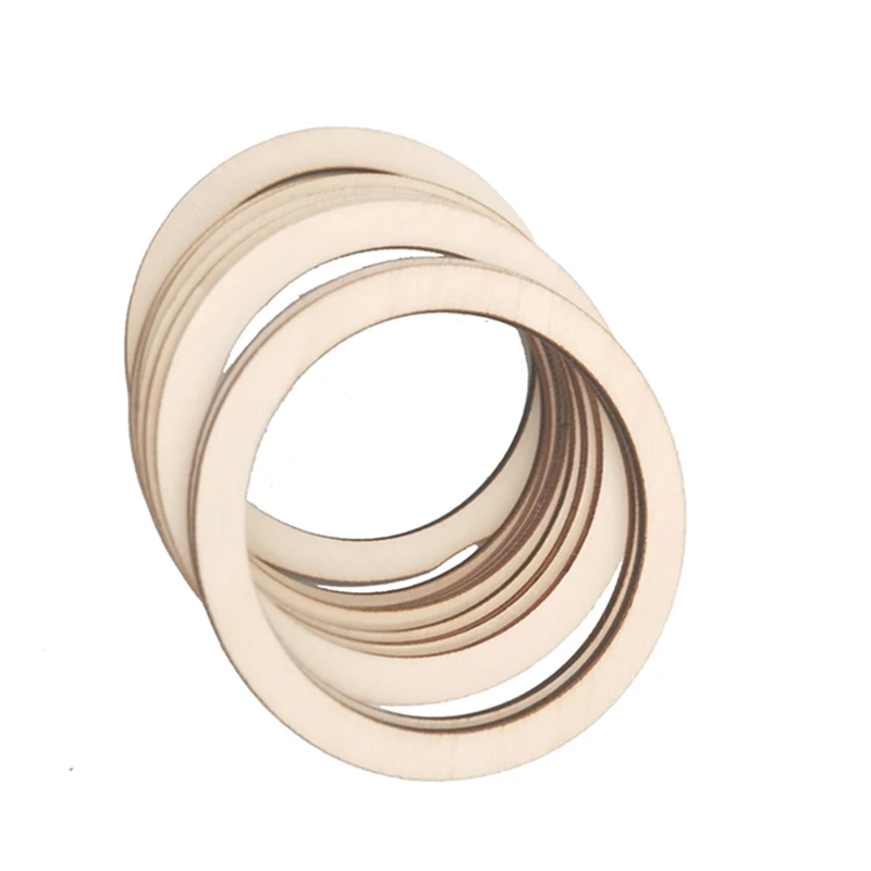 10pcs 7.5cm Unfinished Natural Wood Flat  Rings Circle for DIY Craft, Ring Pendant and Connectors Jewelry Making