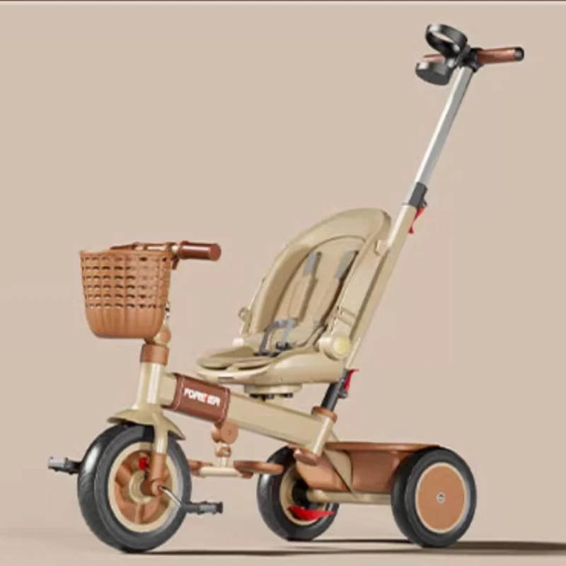 Tricycle convertible 3 en 1 pour bébé – Siège inclinable avec auvent et panier de rangement, cadre en acier pour enfants âgés de 0 à 6 ans