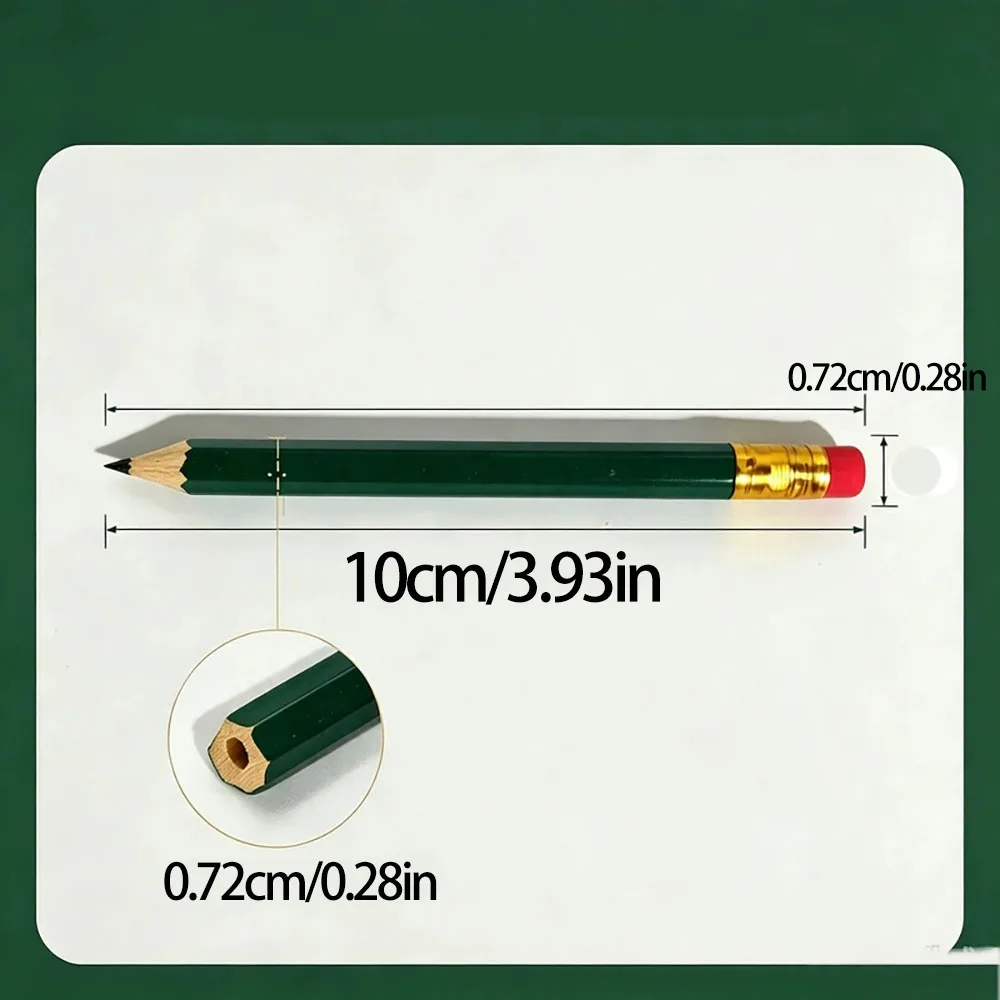 40/60/90 Pieces of Dark Green Golf Short Pencils, Customizable with Engraving, with Red Eraser, Can Erase Mistakes, Suitable for Sketching, Drawing, and Writing, Featuring a Durable and Comfortable Wooden Structure, Ideal for Schools, Offices, and Art Supplies