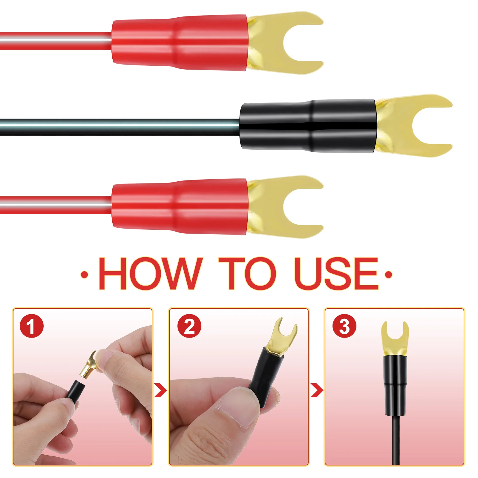 5 Pairs Spade Connector Crimp Barrier Copper Terminals The 8GA Connectors Adapter Speaker Wire Spades