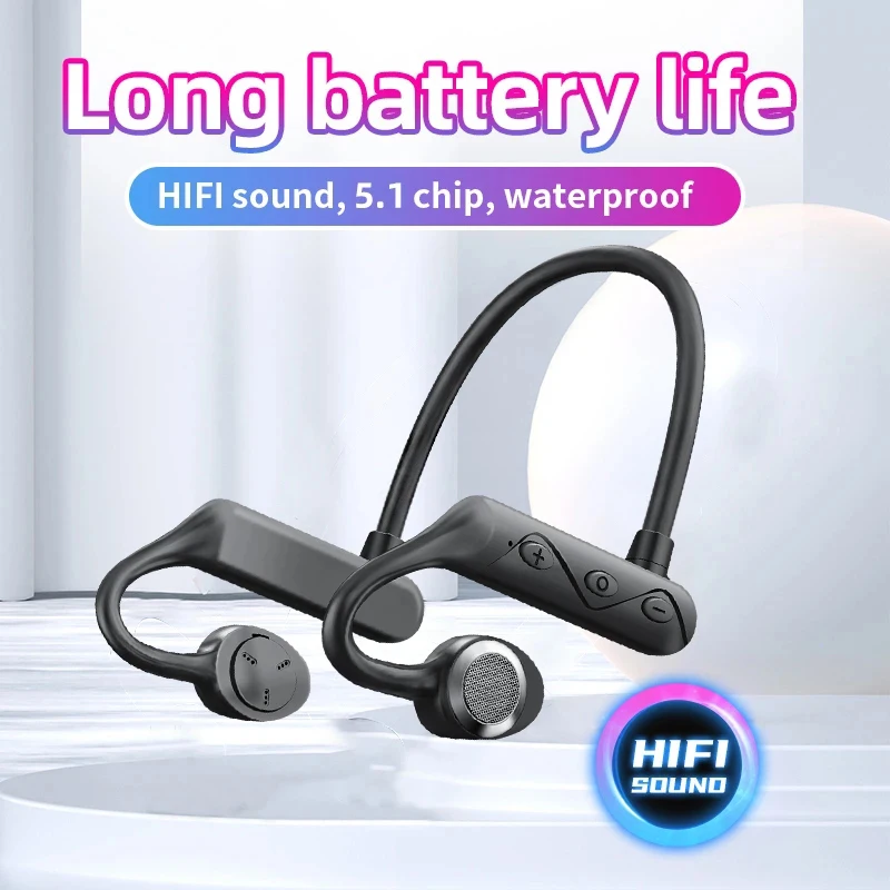 KS-19 Bone Conduction Wireless Bluetooth Headset HIFI sound quality Ear-Mounted Non-in-Ear Sports Waterproof Headphones with Mic