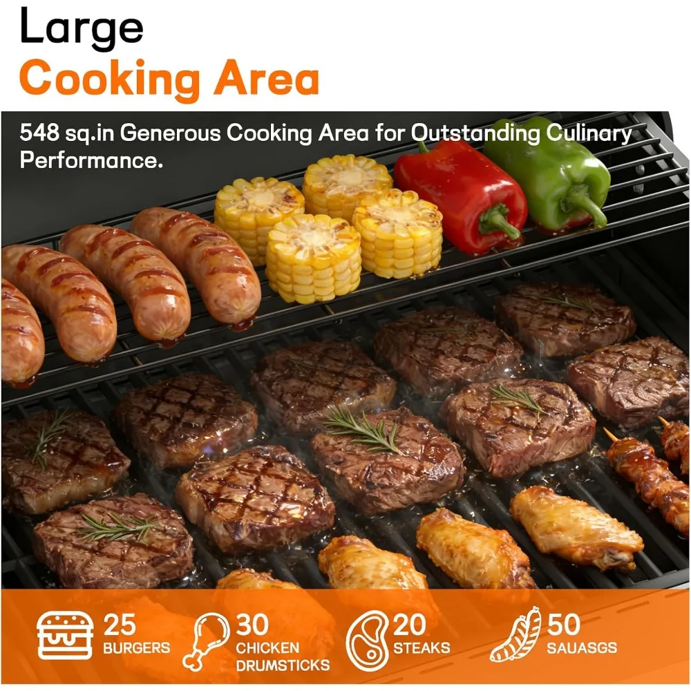 4 Burner Gas Grill with 1 Infrared Side Burner & Steel Grates