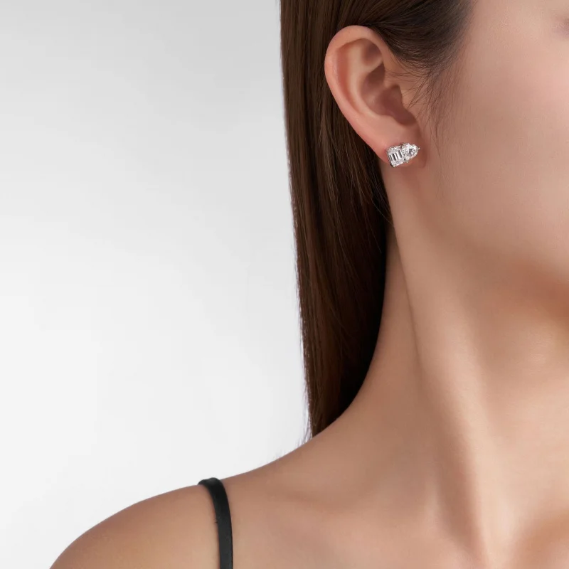 

Серьги-пусеты с двумя изумрудами в форме сердца, серебро 925 пробы, муассанит, выращенный в лаборатории бриллиант, ювелирные изделия на заказ