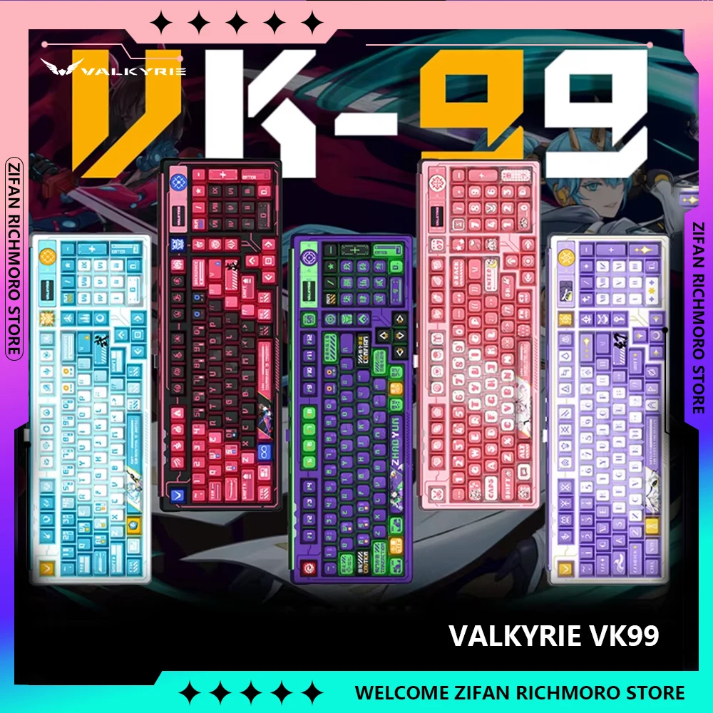 VALKYRIE VK99 3 Mode RGB Full Key Hot Swapping Mechanical Keyboards 2.4G Wireless Bluetooth Wired Customize Keyboard PC E-sports