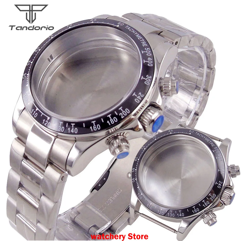 

39mm Stainless Steel Fit VK63 VK64 Quartz Chronograph Multifunction Watch Case Sapphire Crystal Ceramics Bezel Watch Parts Tool